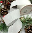 White Crystal Glitter Ribbon Wedding Christmas Sparkle Winter Snow Shimmer Stiff