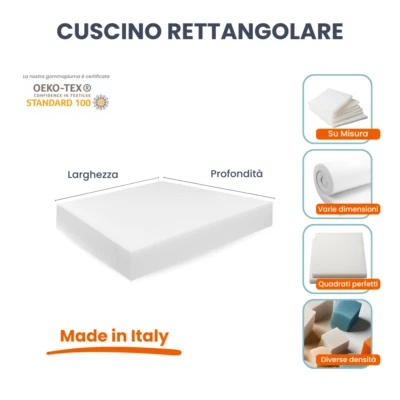 TENDAGGIMANIA CUSCINO GOMMAPIUMA IMBOTTITURA POLIURETANO SEDUTA DIVANO POLTRONE ALTA DENSITÀ