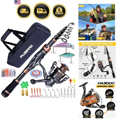 Fishing Rod and Reel Combo Telescopic Spinning Kit for Freshwater and Saltwater - Image 1 of 4