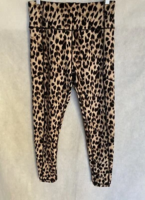 VICTORIA'S SECRET Talla 8 Bronceado Negro Estampado Leopardo Tobillo Alto Bolsillo Leggings Foto 1 de 4