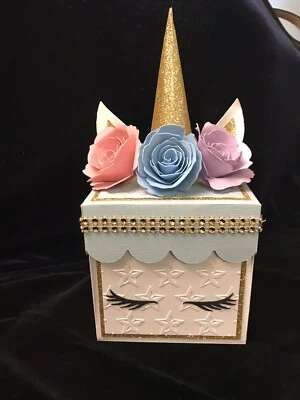 UNICORN BABY SHOWER,  NEWBORN, BIRTHDAY OR ANY ,EXPLODING BOX INVITATIONS CARD - Image 1 of 4