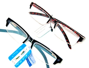 2 Reading Glasses power +2.75 Semi rim style quality brand readers Men Women - Picture 1 of 3