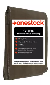 10' x 16' Multipurpose Waterproof Brown Poly Tarp Tarpaulin Cover With Grommets - Picture 1 of 7