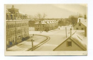 Georgetown MA, Straße, Schnee, Trolley Tracks, Winter, RPPC Postkarte, - Bild 1 von 2