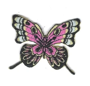 2X1.75" Butterfly pink green IRON ON SEW ON PATCH badge insect colorful applique - Picture 1 of 1