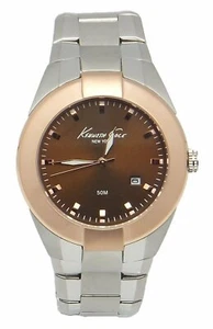 Reloj redondo analógico para hombre Kenneth Cole New York con fecha bisel oro rosa - Imagen 1 de 2