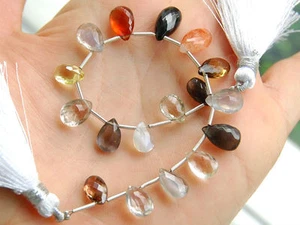 39ctw Bierquarz Zitronenquarz Mondstein Schwarz Spinell Braun Zirkon Birne Perlen - Bild 1 von 5