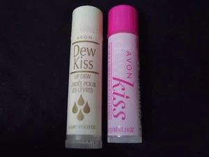 AVON Dew KISS Pink & Tan Moisturizing Lip Balm Lot of 2 - Picture 1 of 4