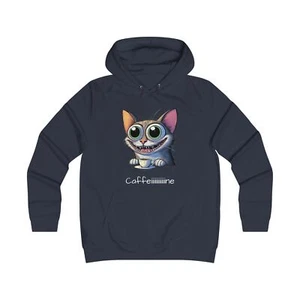 CaffeineKitty Girlie College Hoodie - Picture 1 of 9
