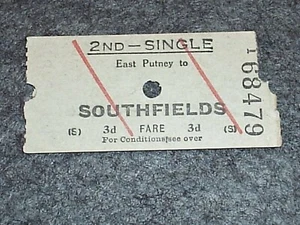 Railway. Ticket. 2nd Single. East Putney-Southfields - Picture 1 of 1