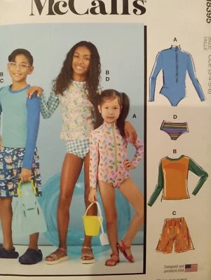 Toddler Kids Swimwear Modest UV Protection Swimsuits Sewing Pattern M8395 - Image 1 of 2