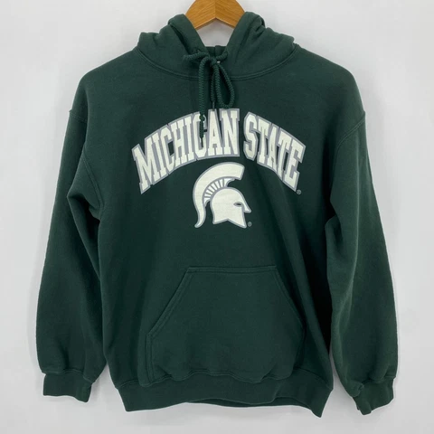 Gildan Hoodie Men's S Green Michigan State Spartans Pullover Pockets Logo Cover