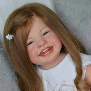 28 Zoll Reborn Baby Puppe Kleinkind Mädchen mit handgerootetem Haar Stoffkörper Handarbeit Geschenk - Bild 1 von 8