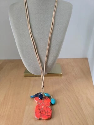 Collar colgante de cuero genuino de ágata y jaspe BARSE precio de venta sugerido por el fabricante 58 USD Foto 1 de 2