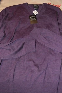 $119.50 NWT Jos A Bank 100% Merino Wool V Neck Plum Purple XL - Picture 1 of 24