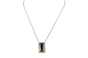 ALEXIS BITTAR 302220 Smoky & Clear Color Crystal Square Pendant Necklace - Picture 1 of 1