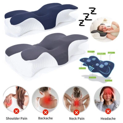 Almohada de espuma viscoelástica cervical para aliviar el dolor de cuello almohadas ergonómicas de apoyo para el cuello Foto 1 de 4