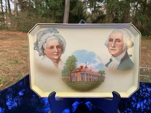 Vanity Tray George & Martha Washington Mt. Vernon Hand-Painted 1900 German MINT - Picture 1 of 21