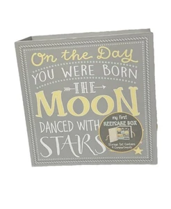 Baby Shower Unisex Gift, My First Keepsake Box, Gray & Yellow, 9 Drawers, 9x9x4 - Picture 1 of 5