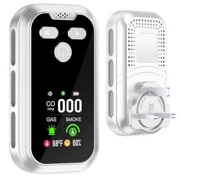 Smoke & Carbon Monoxide Detector PlugIn Smoke CO Gas Temp Humidity Sensor - Image 1 of 4