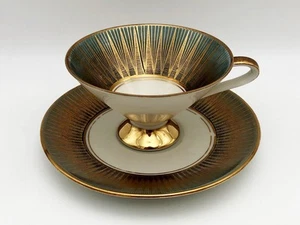 Tea Couple BAVARIA ELFENBEIN Vintage Breakfast Teacup + Saucer Porcelain Germany - Picture 1 of 12