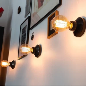 Porzellan Retro Deckenleuchte Wandleuchte E27 Lampenfassung schwarz - Bild 1 von 7