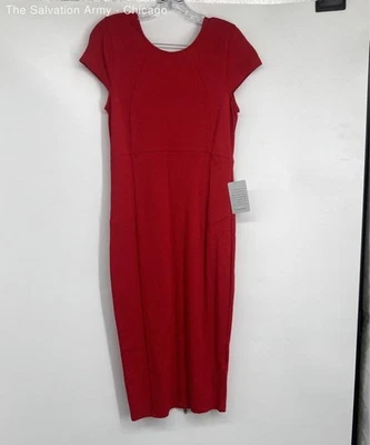 Felicity & Coco Womens Red Short Cap Sleeve Round Neck Pencil Dress Size L - Image 1 of 4