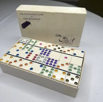 Fox Creek Store 80's Chickenfoot Creators Signed Dominoes~56 Hand Painted Unique - Image 1 of 4