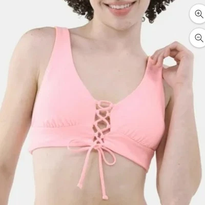 Top de bikini reversible con cordones No Boundaries rosa o naranja para mujer S nuevo con etiquetas Foto 1 de 4
