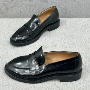 And Other Stories Black Leather Penny Loafers Size 38 US 7 Chunky Sole Spain - Picture 1 of 12