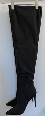 EPIC сексуальный черный бедра высоты Stiletto носок ботинки синтетический размер 8 - Изображение 1 из 4