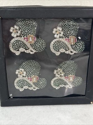 Storehouse 4 Napkin Rings ST PATRICK'S DAY IRISH "DERBY HATS” BLING NIB - Image 1 of 4