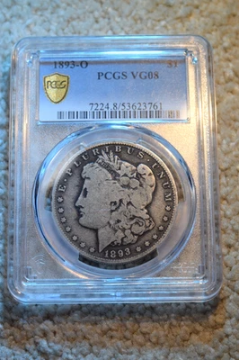 1893-O MORGAN DOLLAR PCGS CERTIFIED VG--08 SUPERIOR RARE DATE DOLLAR!  #93 - Image 1 of 4