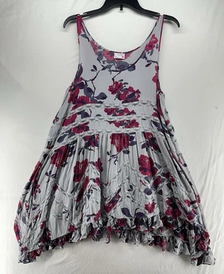 Intimately Free People Tank Dress L Gray Floral Lace Trapeze Dress Boho FLAW - Image 1 of 4