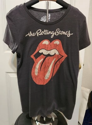Old Navy Women’s Large Rolling Stones Graphic Tee Black Short Sleeve Band Shirt - Image 1 of 4