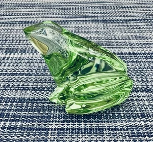 Baccarat France Frog Light Green 2” Crystal Figurine Paperweight - Picture 1 of 9