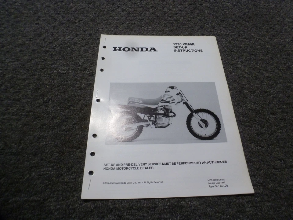 Honda XR80R 1996 moto cross instrucciones de configuración manual del propietario xz Foto 1 de 1