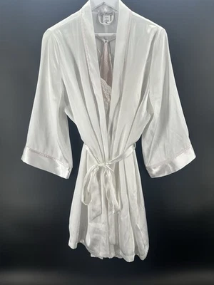 Linea Donatella Mrs Satin Bridal Robe Chemise Nightgown Set Ivory/Pink BB34 - Image 1 of 4