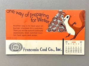 Tarjeta de colección 1957 Shell Oil/Franconia Coal Co. publicidad INK BLOTTER junio 1957 - Imagen 1 de 2