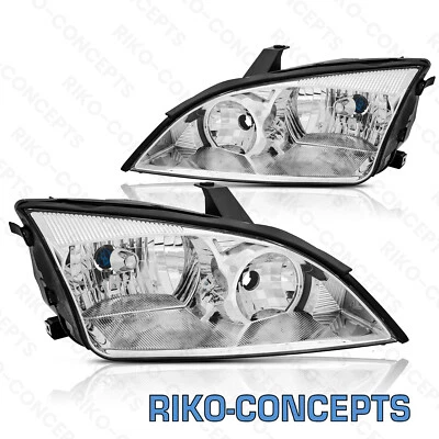 For 2000 2001 2002 2003 2004 Ford Focus Headlights Headlamps Chrome Clear Pair - Imagem 1 de 4