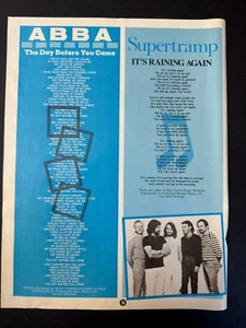 ABBA / SUPERTRAMP - 1983 SMASH HITS LYRICS REVIEW PAGE 8.5X11" [SH20] - Foto 1 di 1