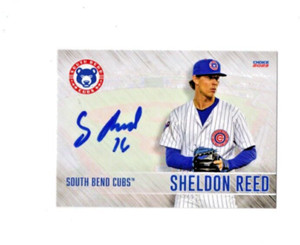 Sheldon Reed 2023 South Bend Cubs signed autograph baseball card Bradley SC