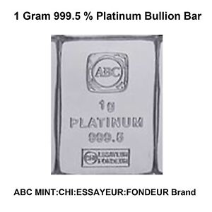 1 Gram 999.5 % Pure Platinum ABC Minted Bullion Investor Ingot Bar CombiBar