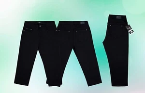 Damen Caprihose Capri Hose Normalsitzend Schwarz - 42 44 46 - - Bild 1 von 4