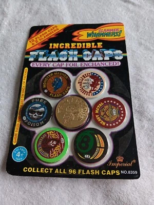 Vintage Slammer Whammers Incredible Flash Caps Pogs  Imperial Toys 1994 Foil NOC - Image 1 of 4