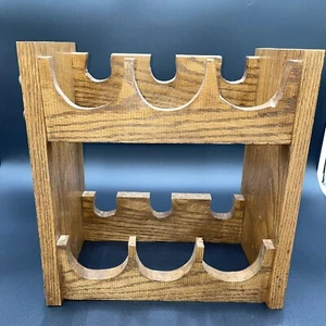 Wine Rack 6 Bottles Handmade Wine Racks Countertop Oak Wine Bottle Holder - Picture 1 of 15