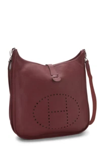 Authentic HERMES Bordeaux burgundy Evelyne GM Togo leather crossbody - Picture 1 of 16