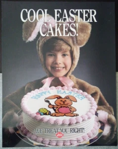 VTG 1993 DAIRY QUEEN ADVERTISING VINYL POSTER SIGN COOL EASTER CAKES v - Picture 1 of 2