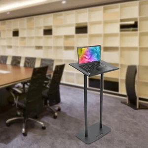 Conference Pulpit Acrylic Black Podium Church Lectern Pulpit Office Metal Base - Picture 1 of 16