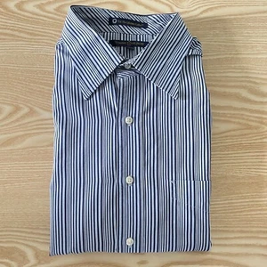 Tommy Hilfiger Mens Shirt Large Blue White 25" Pit-to-Pit Striped 16.5" Collar - Picture 1 of 11